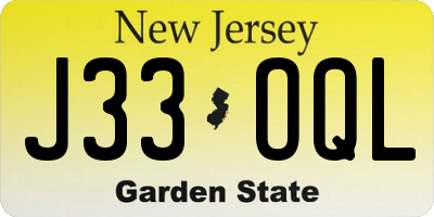 NJ license plate J33OQL
