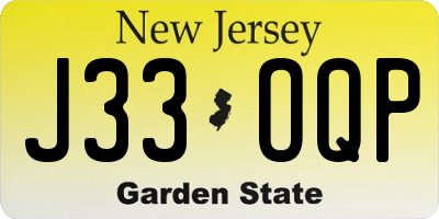 NJ license plate J33OQP