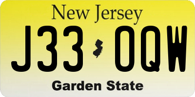 NJ license plate J33OQW