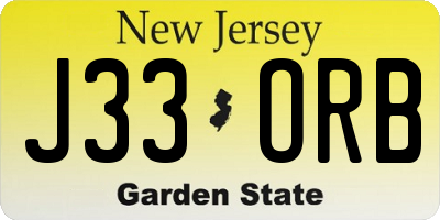 NJ license plate J33ORB