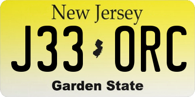 NJ license plate J33ORC