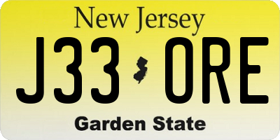 NJ license plate J33ORE