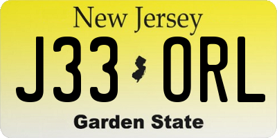 NJ license plate J33ORL
