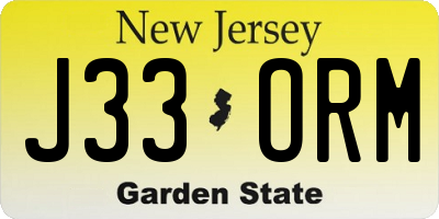 NJ license plate J33ORM