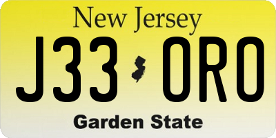 NJ license plate J33ORO
