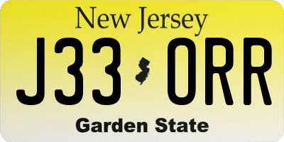 NJ license plate J33ORR