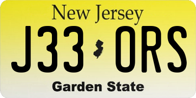 NJ license plate J33ORS