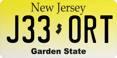 NJ license plate J33ORT