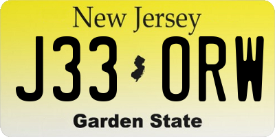 NJ license plate J33ORW