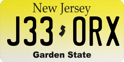 NJ license plate J33ORX