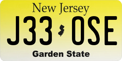 NJ license plate J33OSE