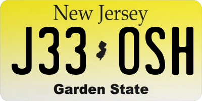 NJ license plate J33OSH