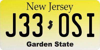 NJ license plate J33OSI