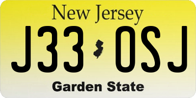 NJ license plate J33OSJ