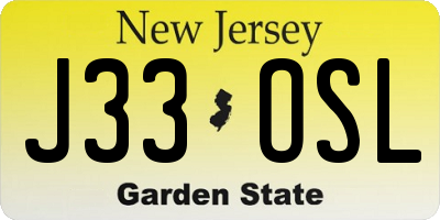 NJ license plate J33OSL
