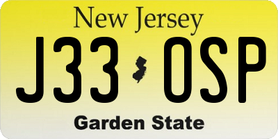 NJ license plate J33OSP