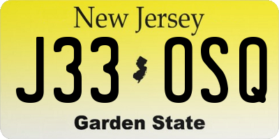 NJ license plate J33OSQ