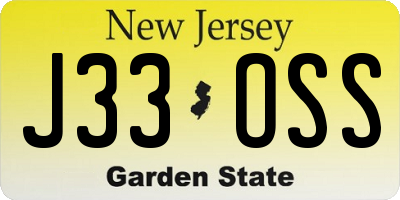 NJ license plate J33OSS