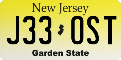 NJ license plate J33OST