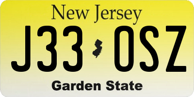 NJ license plate J33OSZ