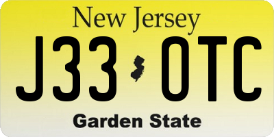 NJ license plate J33OTC