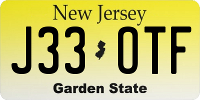 NJ license plate J33OTF