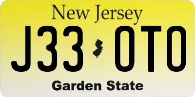 NJ license plate J33OTO