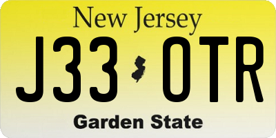 NJ license plate J33OTR