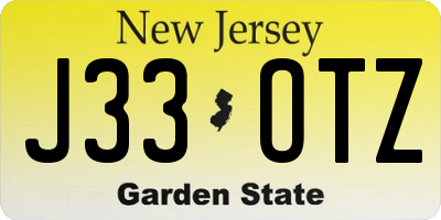 NJ license plate J33OTZ