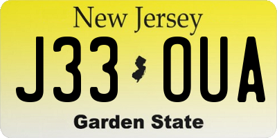 NJ license plate J33OUA