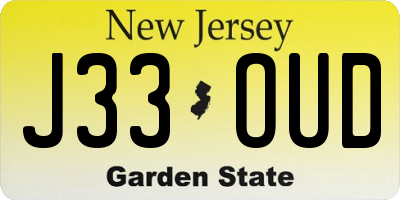 NJ license plate J33OUD