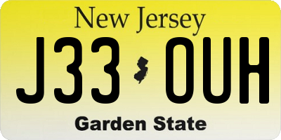 NJ license plate J33OUH