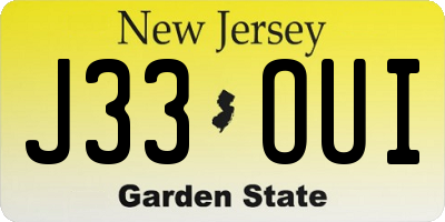 NJ license plate J33OUI