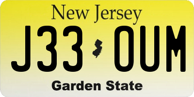 NJ license plate J33OUM