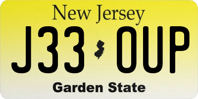 NJ license plate J33OUP