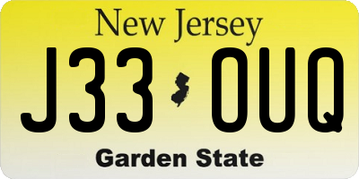 NJ license plate J33OUQ