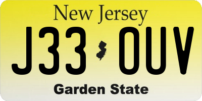 NJ license plate J33OUV