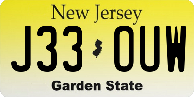 NJ license plate J33OUW