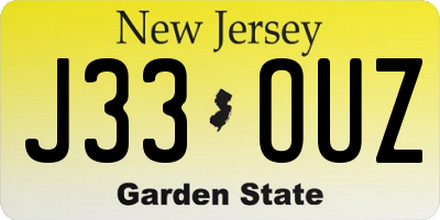 NJ license plate J33OUZ