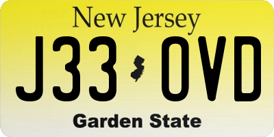 NJ license plate J33OVD