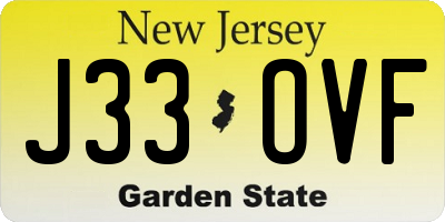 NJ license plate J33OVF