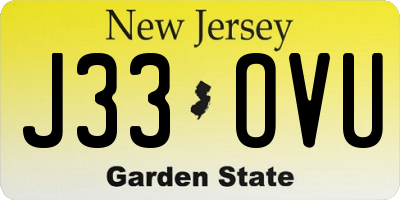 NJ license plate J33OVU