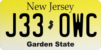 NJ license plate J33OWC