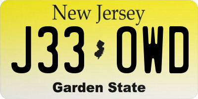 NJ license plate J33OWD