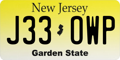 NJ license plate J33OWP