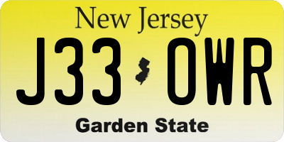 NJ license plate J33OWR