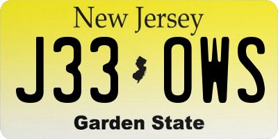 NJ license plate J33OWS