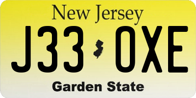 NJ license plate J33OXE