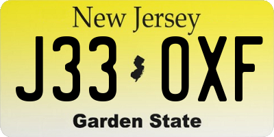 NJ license plate J33OXF