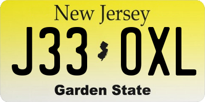 NJ license plate J33OXL